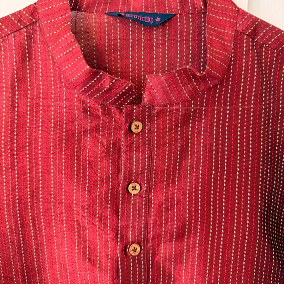 Red Men's Kurta Top (L) - Picture 2 of 2